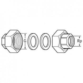 Комплект гаек для насоса R11/2"-R1"GT (3XPART)+BOX-CHR